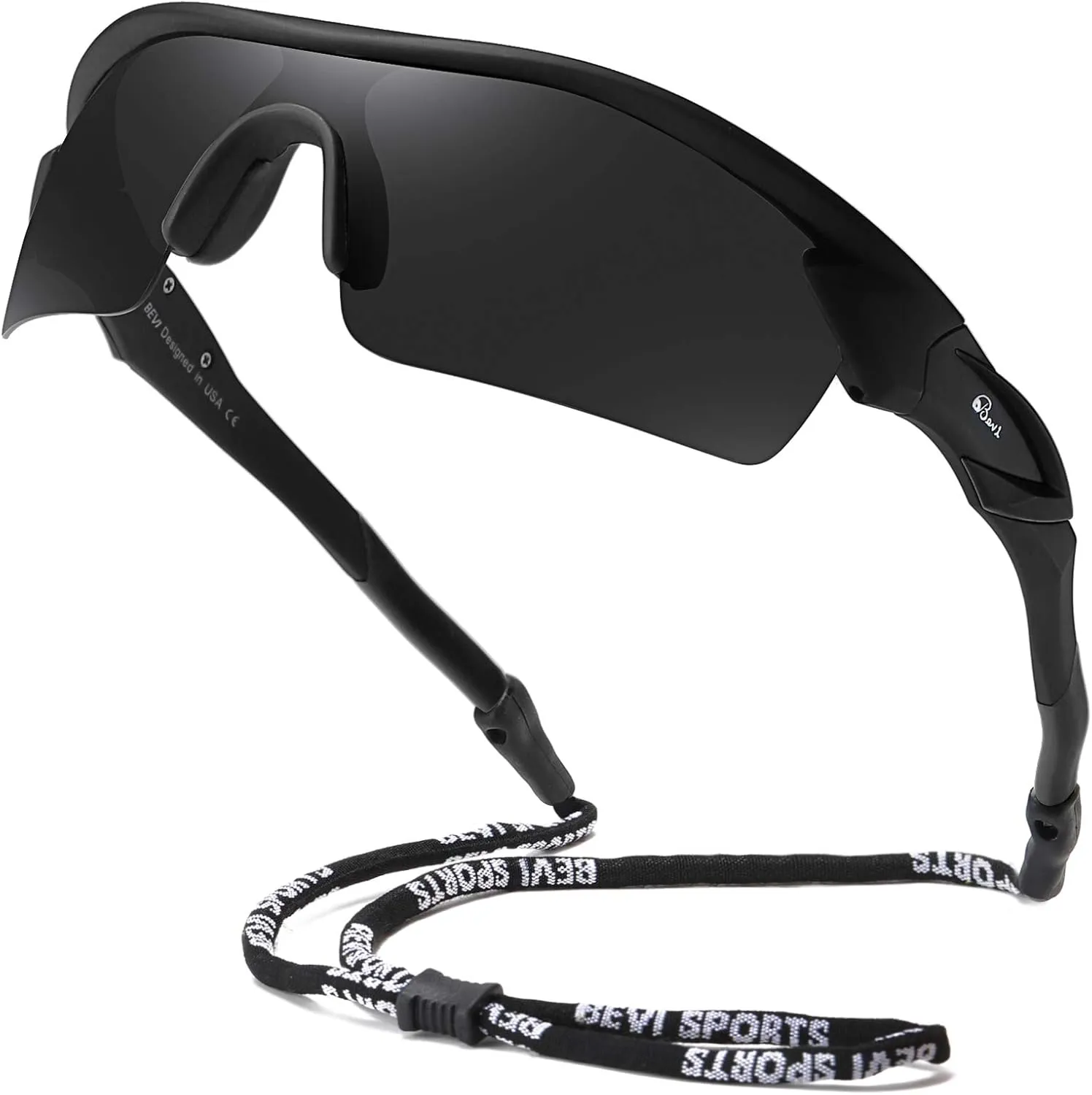 Bevi Polarized Sports Sunglasses TR90 Unbreakable Frame for Men Women Running Cycling Golf Baseball