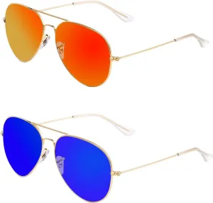 Bio-th Sunglasses for Women Men Aviator Polarized Metal Mirror 100% UV 400 Protection