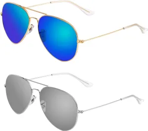 Bio-th Sunglasses for Women Men Aviator Polarized Metal Mirror 100% UV 400 Protection