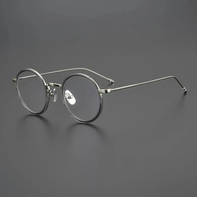 Black Mask Unisex Full Rim Alloy Acetate Round Eyeglasses X906