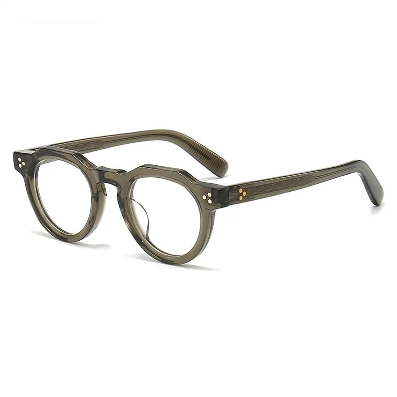 Black Mask Unisex Full Rim Flat Top Round Acetate Eyeglasses 8013