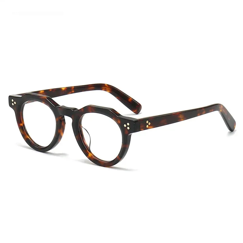 Black Mask Unisex Full Rim Flat Top Round Acetate Eyeglasses 8013