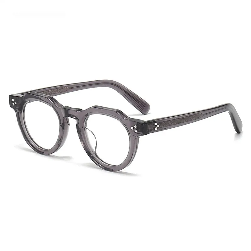Black Mask Unisex Full Rim Flat Top Round Acetate Eyeglasses 8013