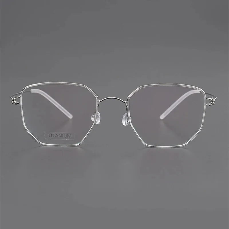 Black Mask Unisex Full Rim Irregular Polygon Screwless Titanium Eyeglasses 14020