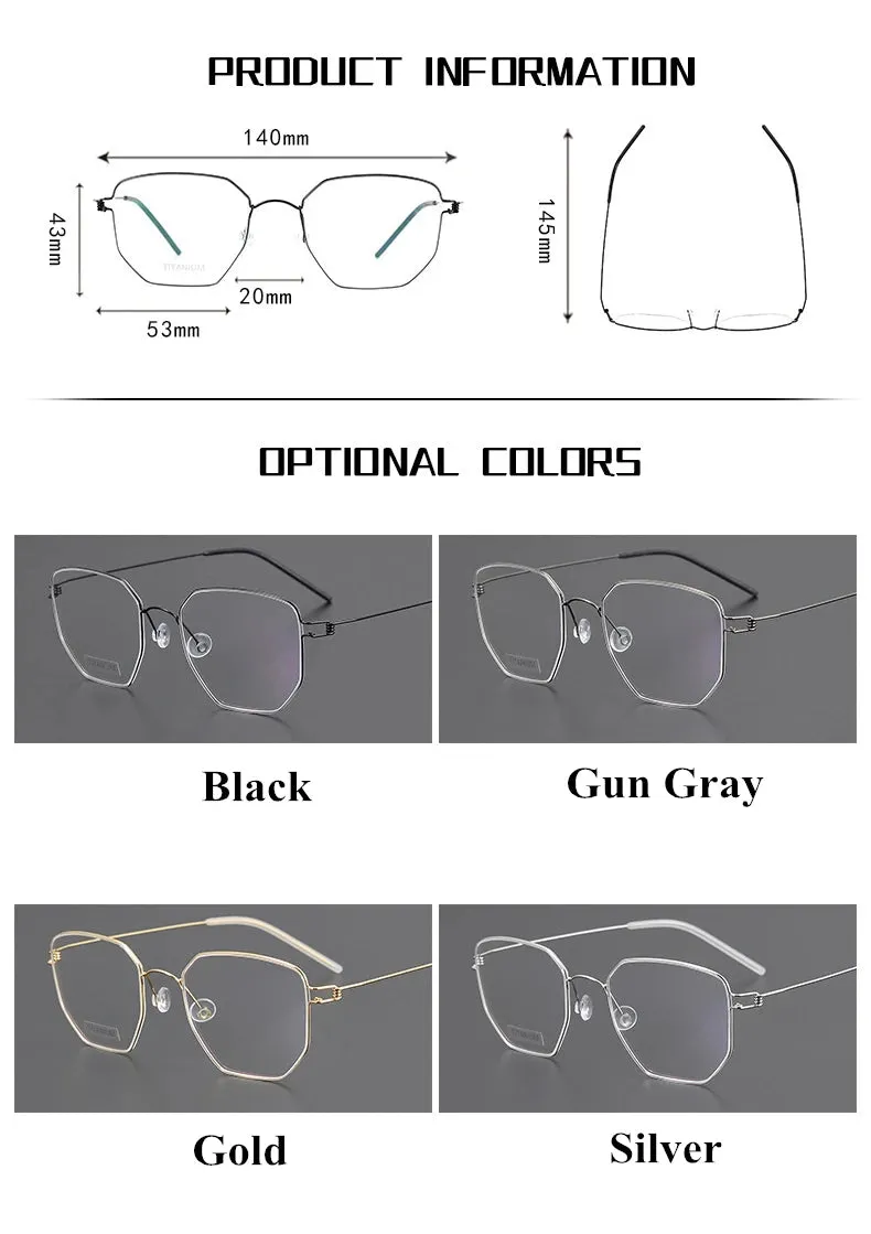 Black Mask Unisex Full Rim Irregular Polygon Screwless Titanium Eyeglasses 14020