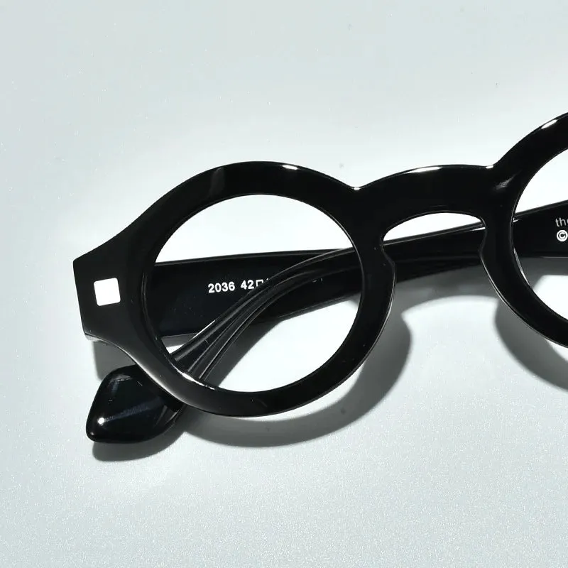 Black Mask Unisex Full Rim Round Acetate Eyeglasses L2036
