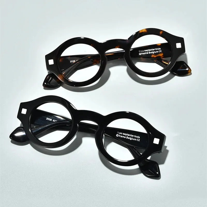 Black Mask Unisex Full Rim Round Acetate Eyeglasses L2036