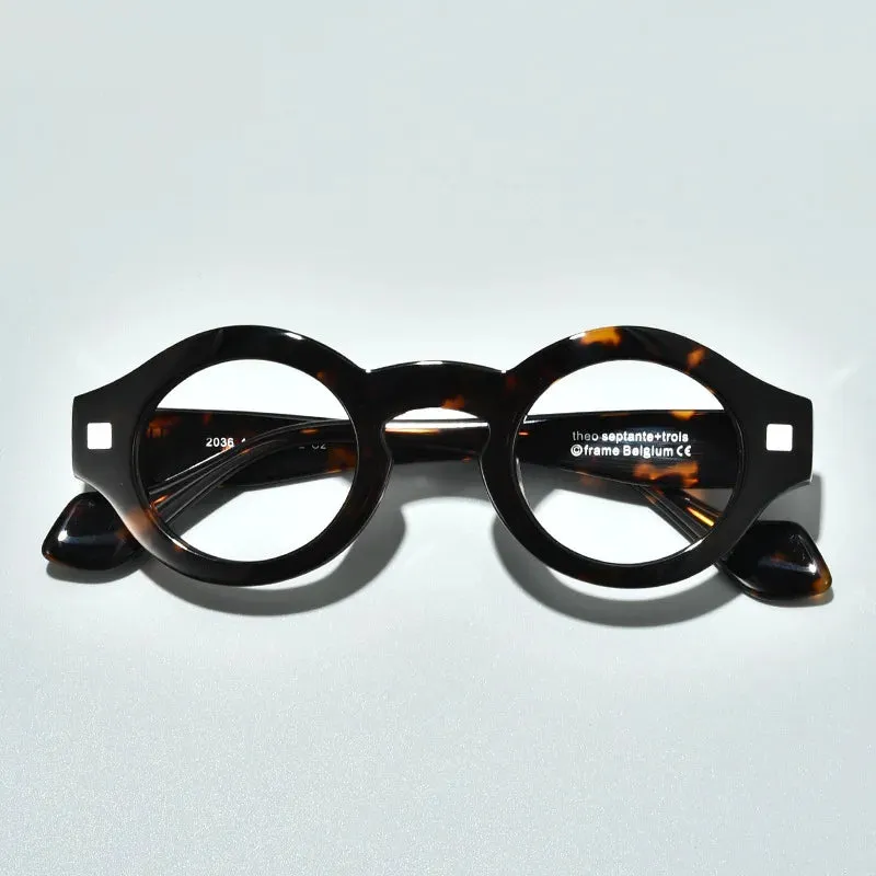 Black Mask Unisex Full Rim Round Acetate Eyeglasses L2036