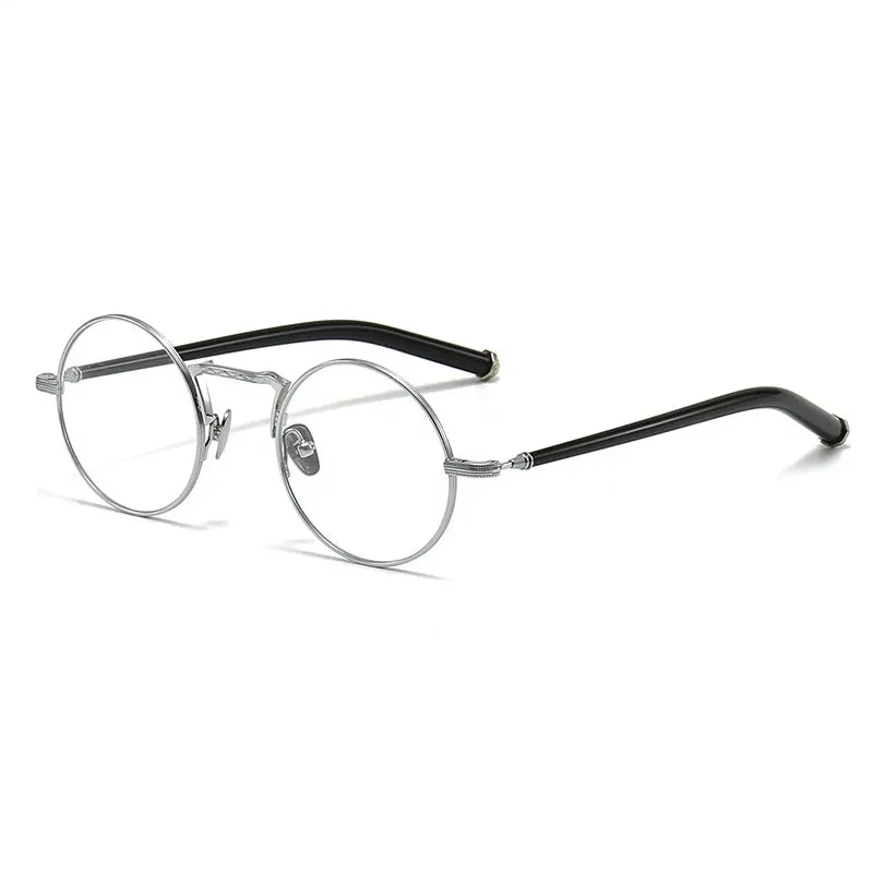 Black Mask Unisex Full Rim Round Titanium Eyeglasses 3119m