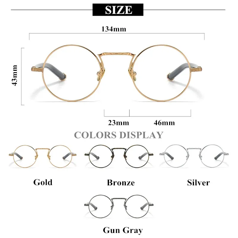 Black Mask Unisex Full Rim Round Titanium Eyeglasses 3119m