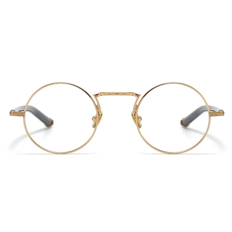 Black Mask Unisex Full Rim Round Titanium Eyeglasses 3119m