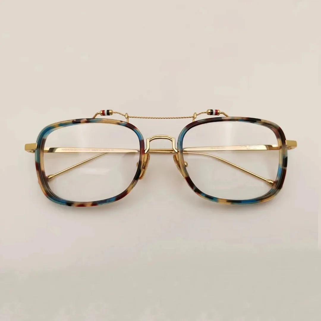 Black Mask Unisex Full Rim Square Double Bridge Alloy Acetate Eyeglasses Tbs816