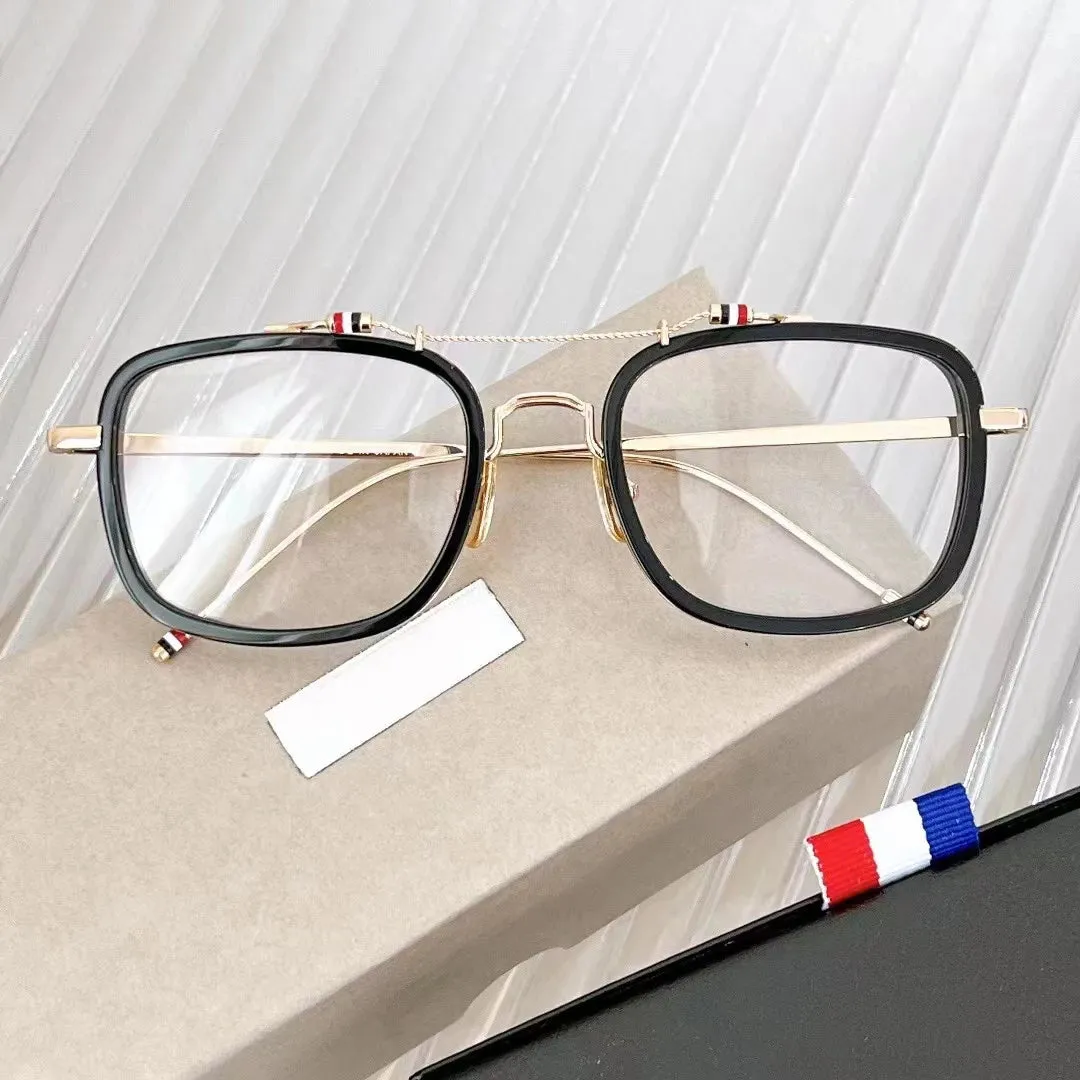 Black Mask Unisex Full Rim Square Double Bridge Alloy Acetate Eyeglasses Tbs816