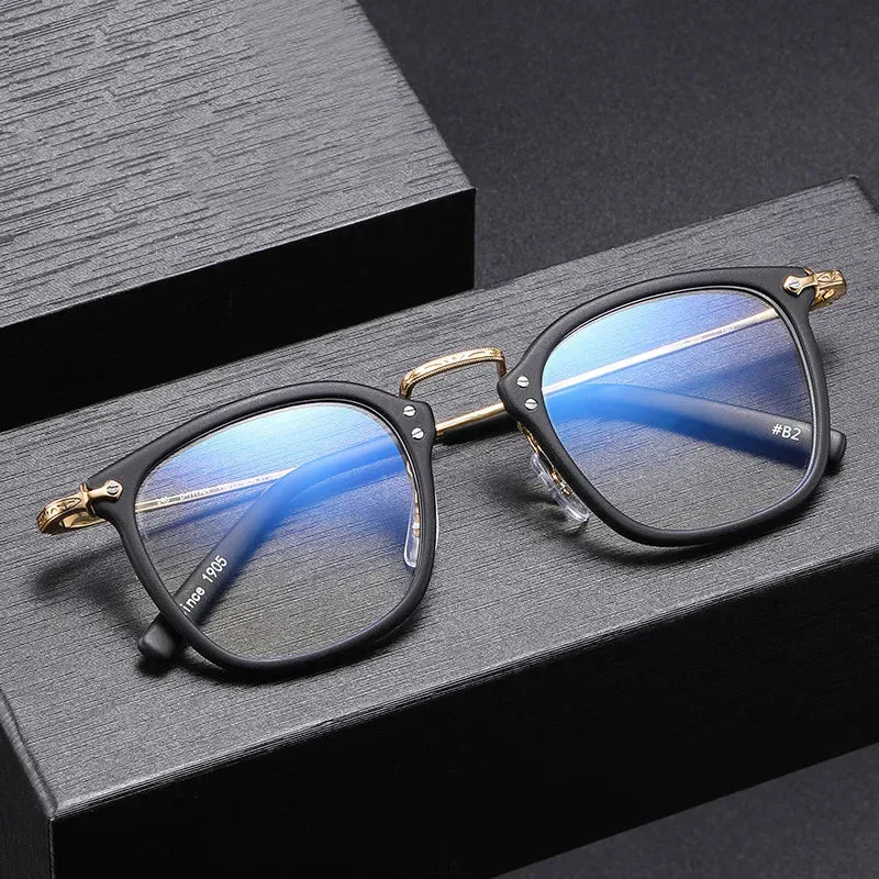 Black Mask Unisex Full Rim Square Titanium Acetate Eyeglasses G806