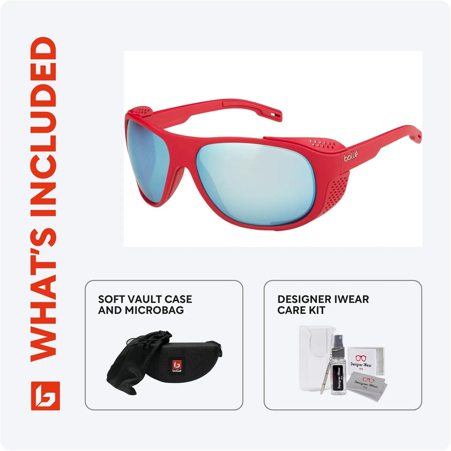 Bolle Graphite Wraparound Sunglasses for Men for Women   BUNDLE WIth Designer iWear Complimentary Eyewear Kit