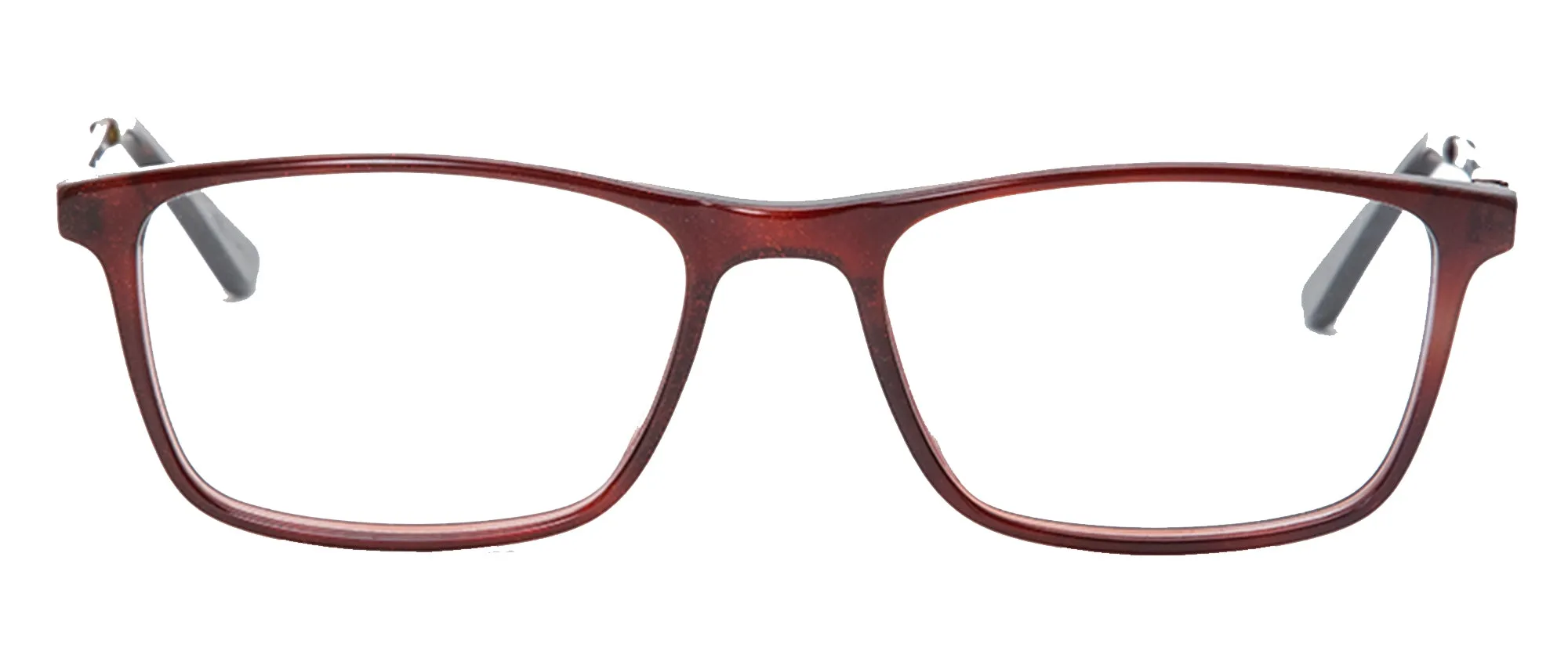 Brown Woody Rectangular Acetate Frame with Metal Temple - Reading Eyeglasses