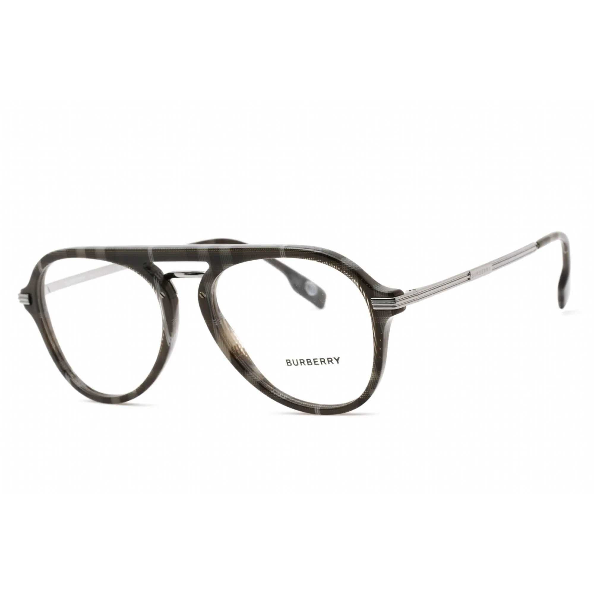 Burberry Men's Eyeglasses - Full Rim Aviator Charcoal Check Plastic | 0BE2377 3804