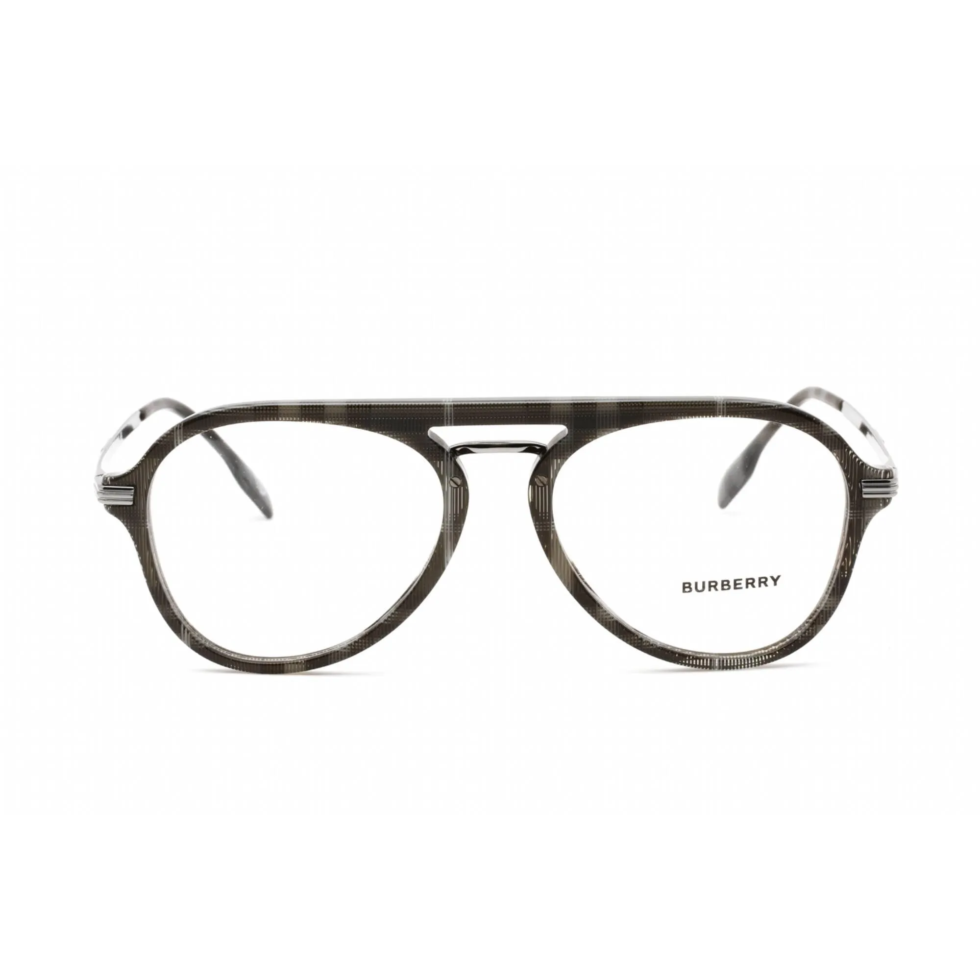 Burberry Men's Eyeglasses - Full Rim Aviator Charcoal Check Plastic | 0BE2377 3804