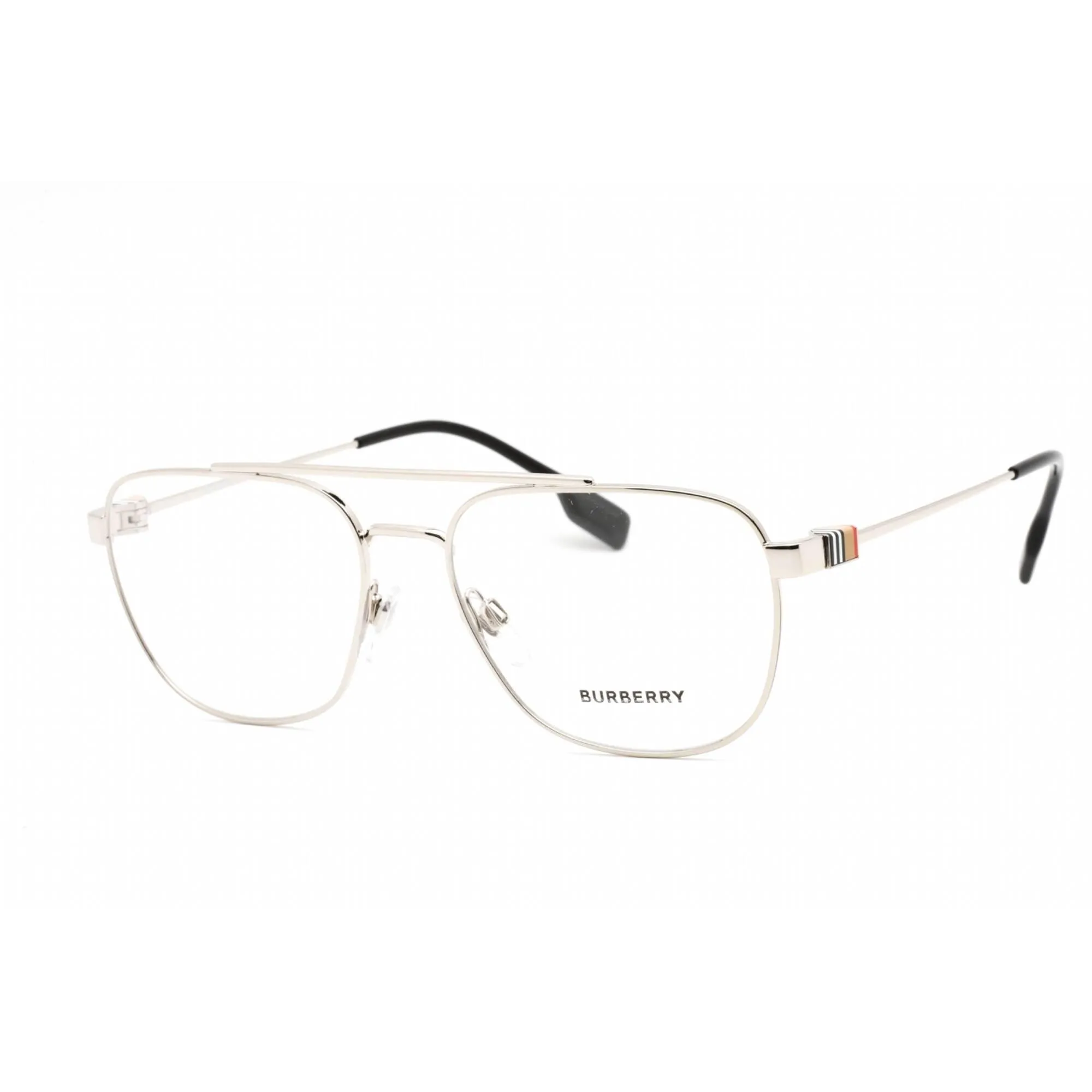 Burberry Men's Eyeglasses - Full Rim Aviator Shape Silver Metal Frame | 0BE1377 1005