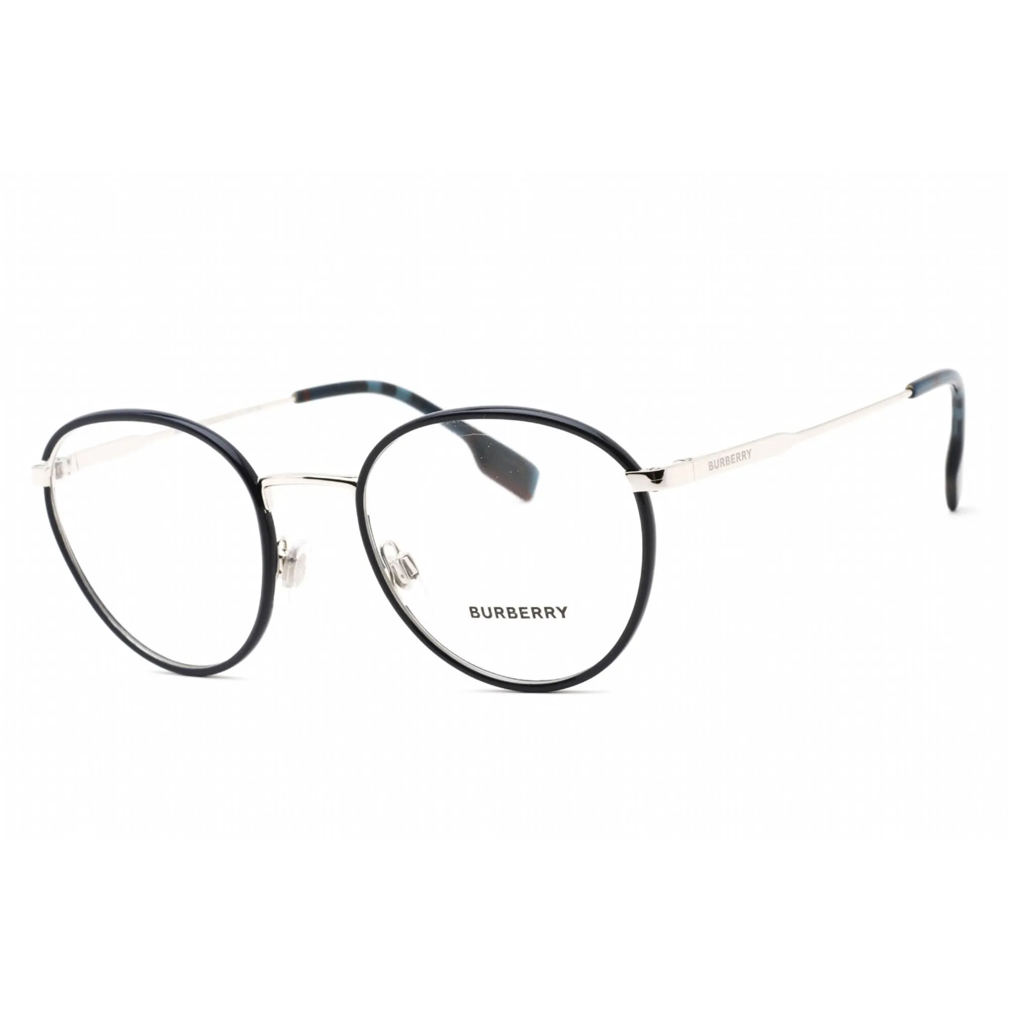 Burberry Unisex Eyeglasses - Full Rim Round Silver/Blue Metal Frame | 0BE1373 1005