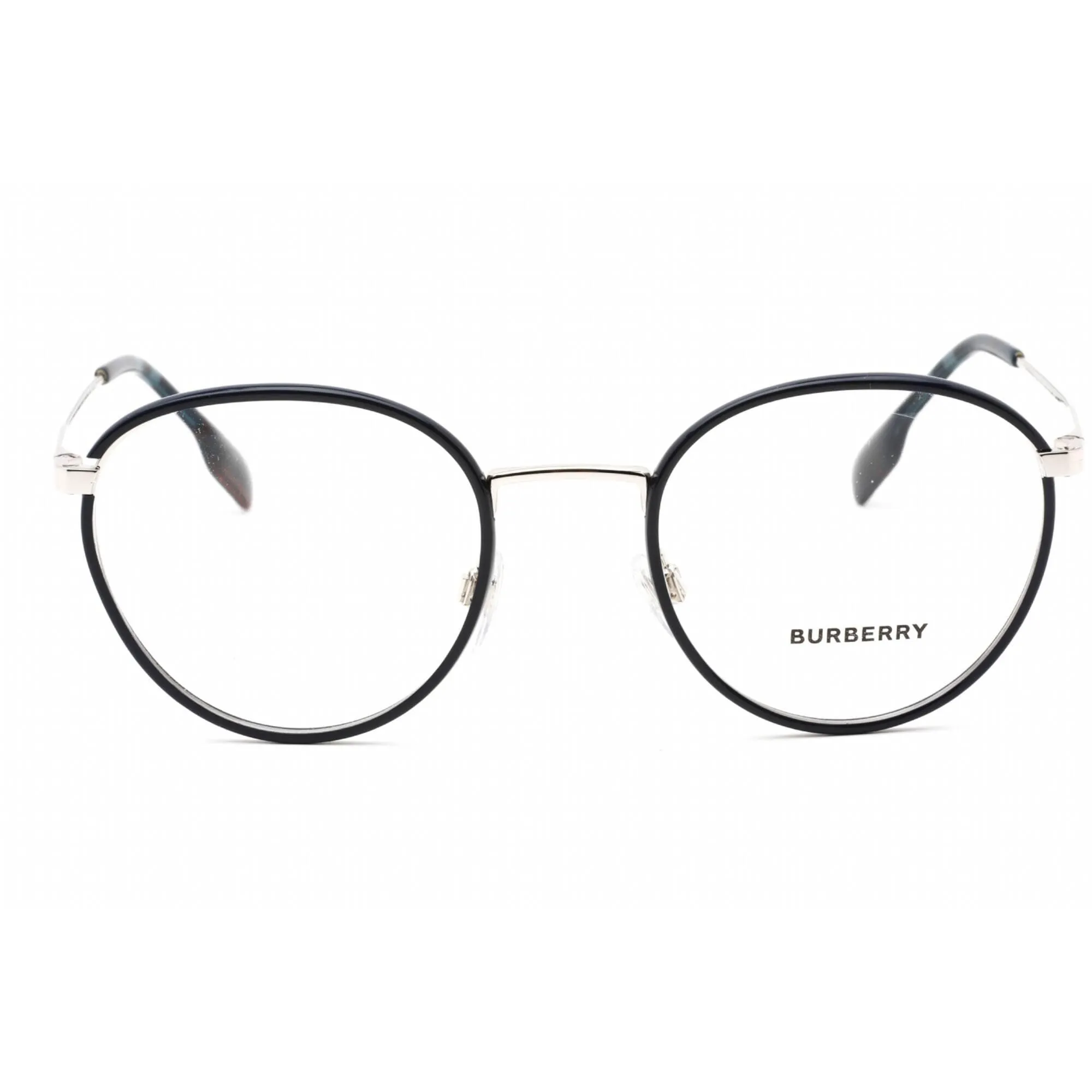 Burberry Unisex Eyeglasses - Full Rim Round Silver/Blue Metal Frame | 0BE1373 1005
