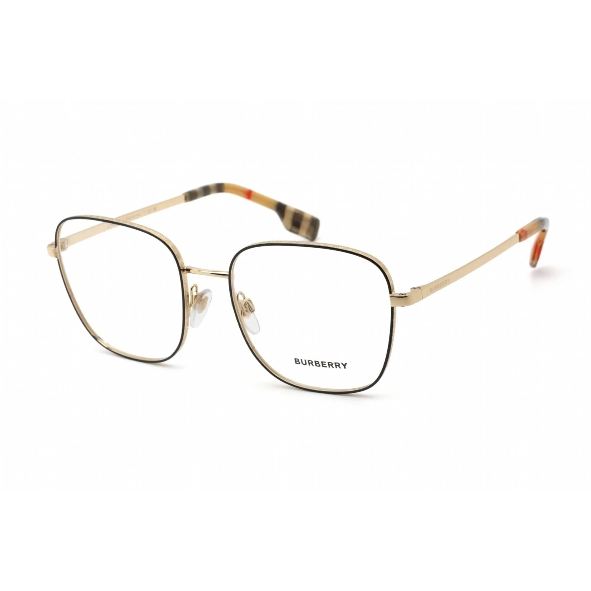 Burberry Unisex Eyeglasses - Full Rim Square Pale Gold/Black Frame | 0BE1347 1109