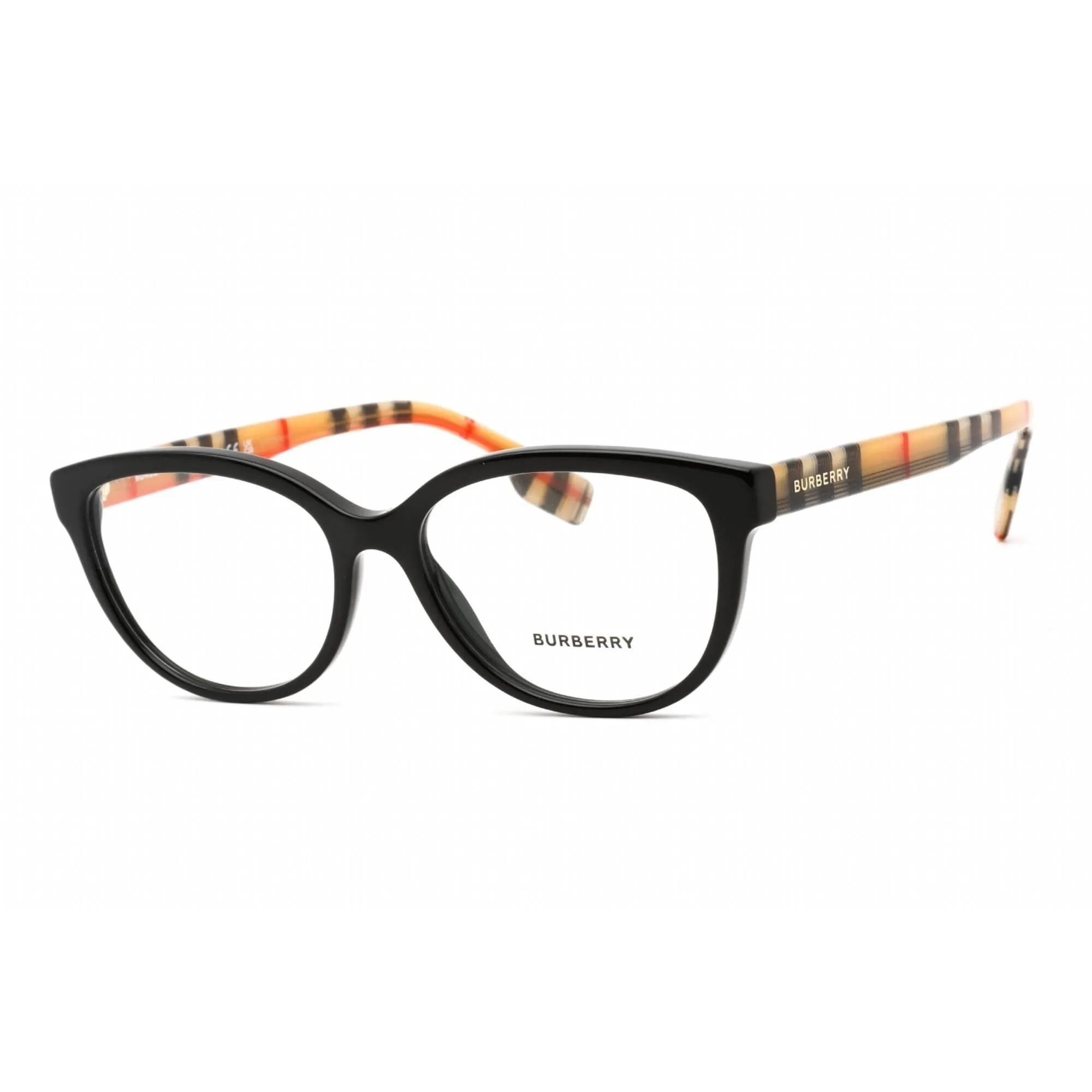 Burberry Women's Eyeglasses - Cat Eye Black/Vintage Check Plastic Frame | 0BE2357 3757
