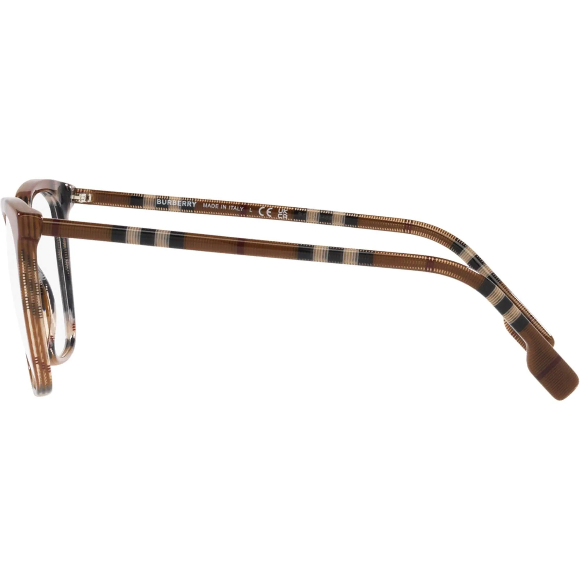Burberry Women's Eyeglasses - Check Brown Plastic Square Frame Demo Lens | 2367 3966