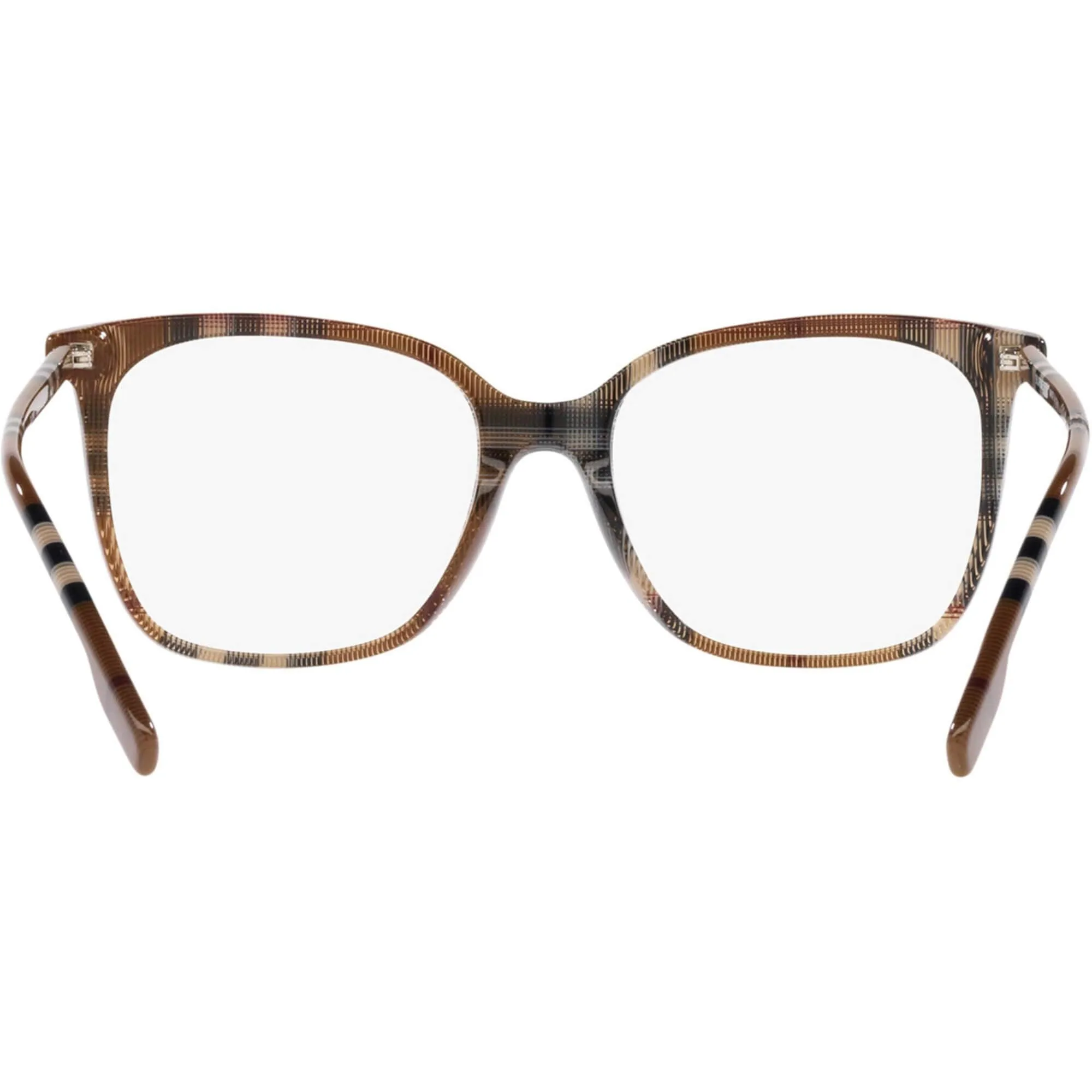 Burberry Women's Eyeglasses - Check Brown Plastic Square Frame Demo Lens | 2367 3966