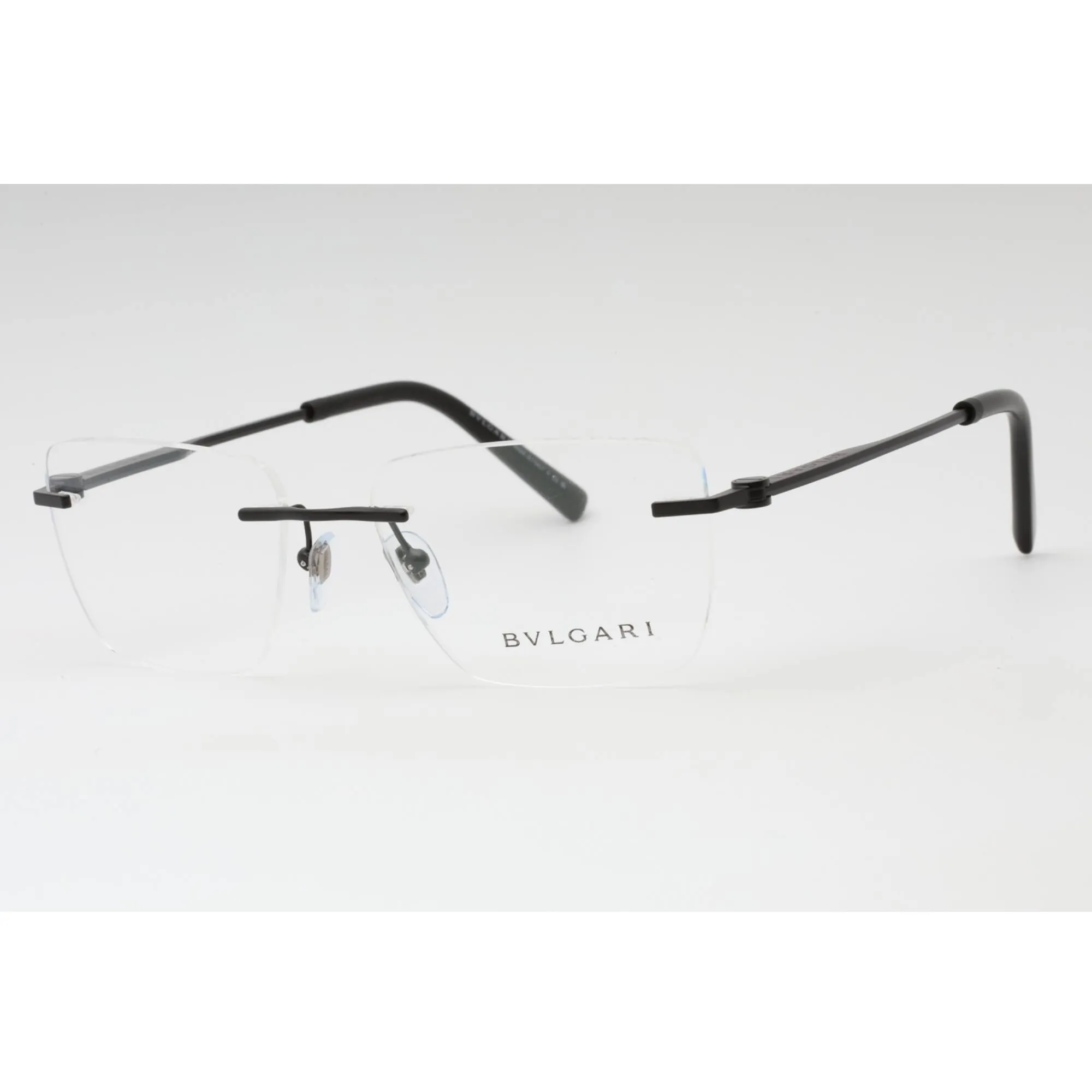 Bvlgari Men's Eyeglasses - Matte Black Rimless Rectangular 57mm Frame | 0BV1122 128