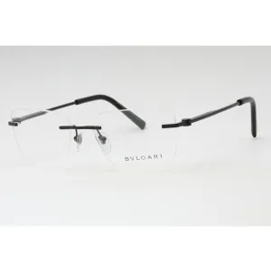 Bvlgari Men's Eyeglasses - Matte Black Rimless Rectangular 57mm Frame | 0BV1122 128