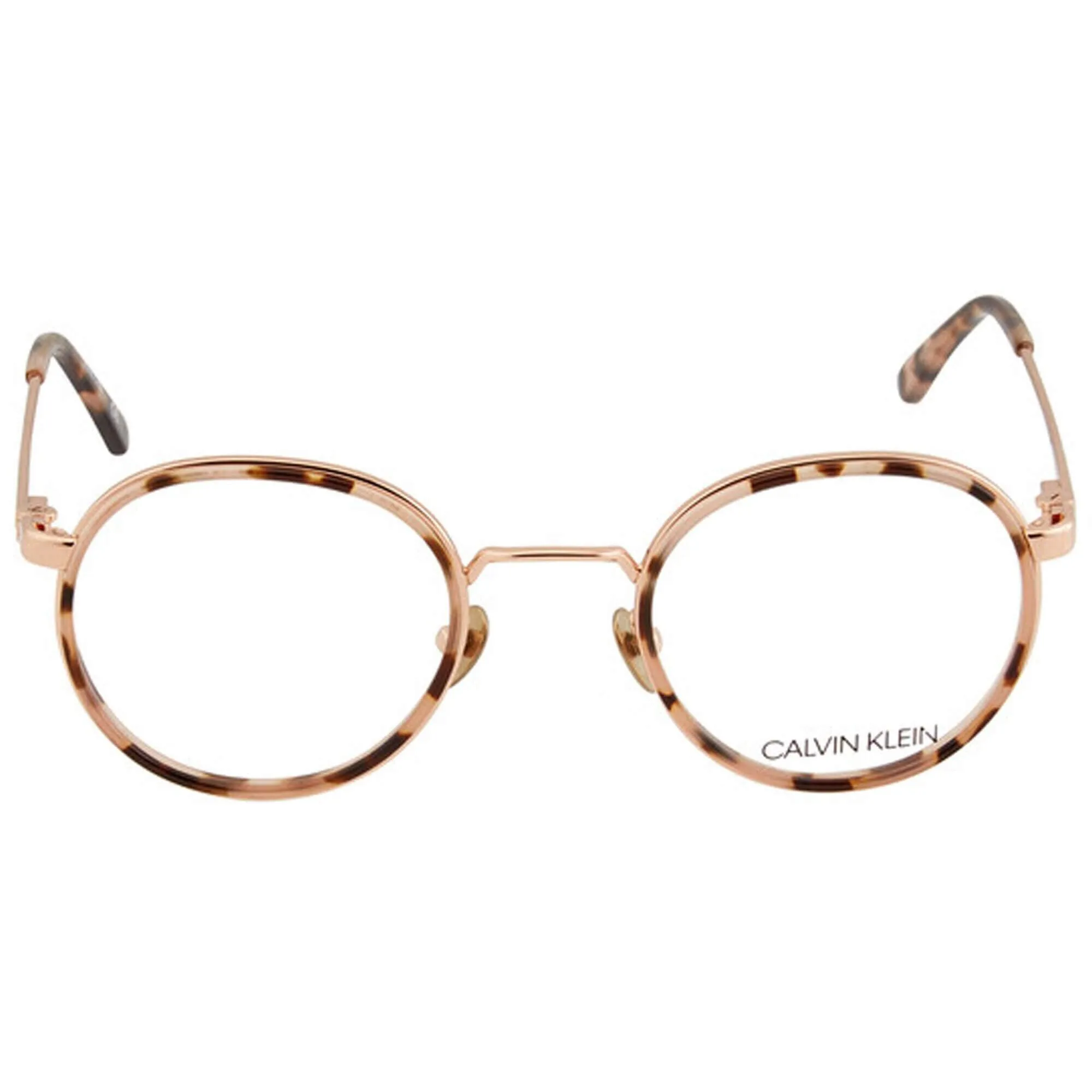 Calvin Klein Unisex Eyeglasses - Peach Tortoise Metal Round | CALVIN KLEIN CK18107 665