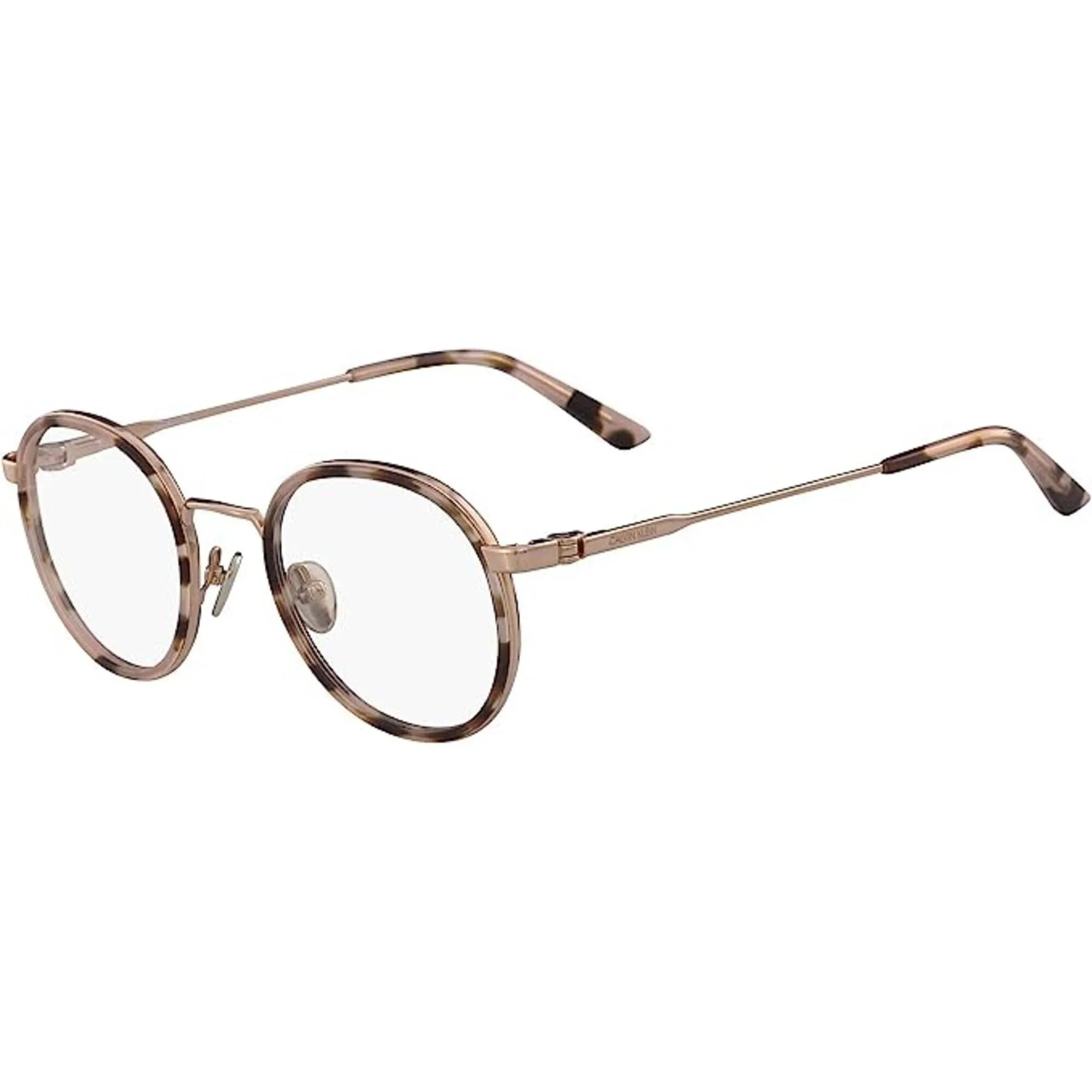 Calvin Klein Unisex Eyeglasses - Peach Tortoise Metal Round | CALVIN KLEIN CK18107 665