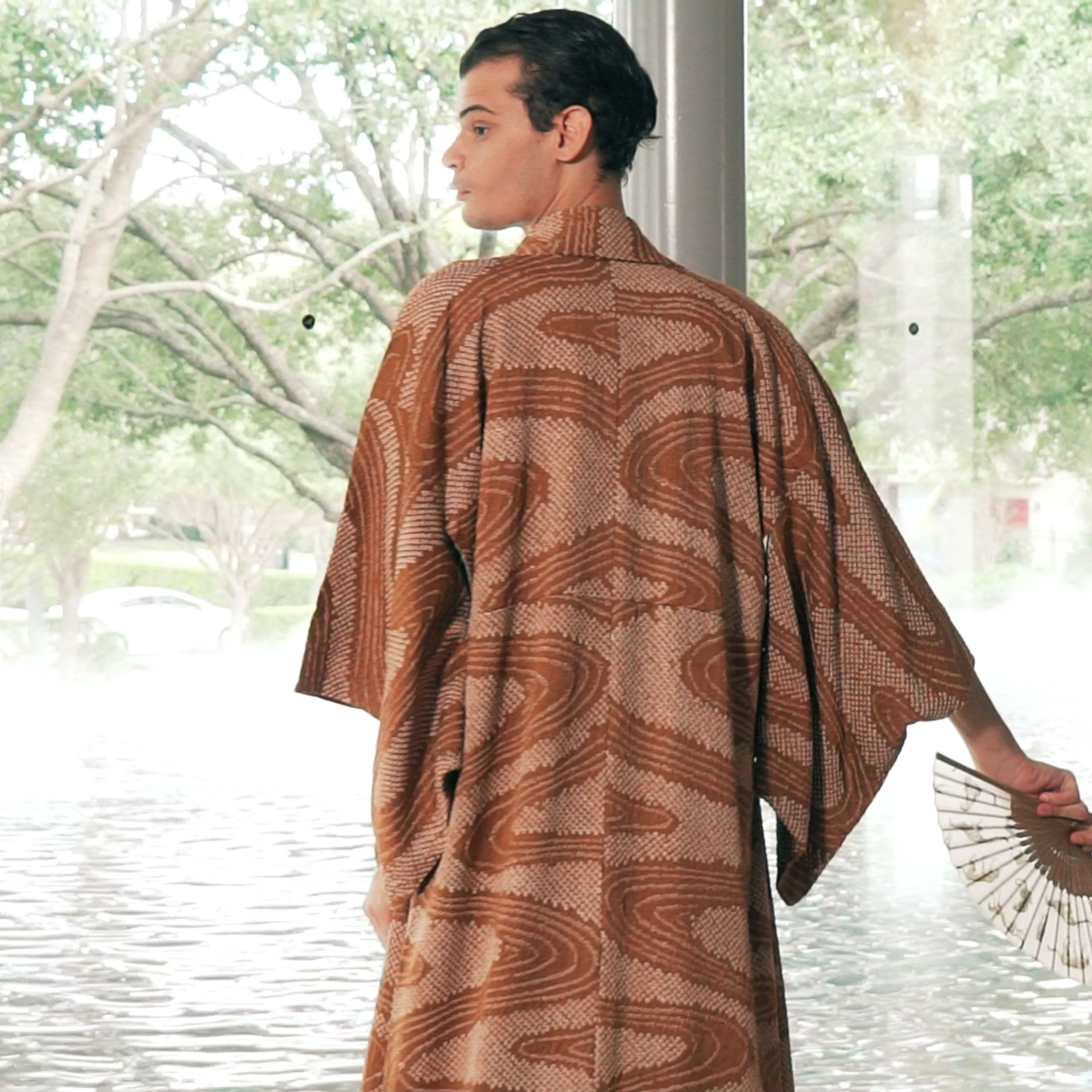 Camel Tiki Shibori Kimono