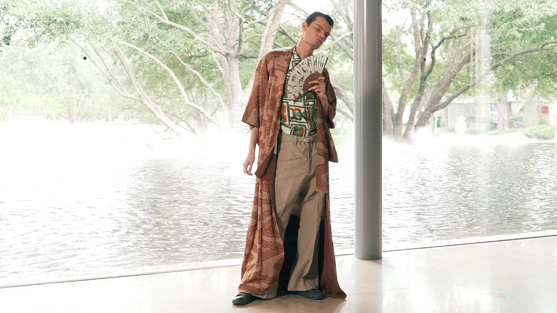 Camel Tiki Shibori Kimono