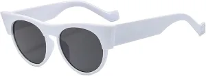 Cat Eye Men and Women Round Frame Sunglasses Outdoor Vacation Sunshade (Color : C, Size : Medium)