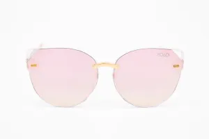 Cat Eye Metal Accents Sunglasses with Angle Corner Flat Lens