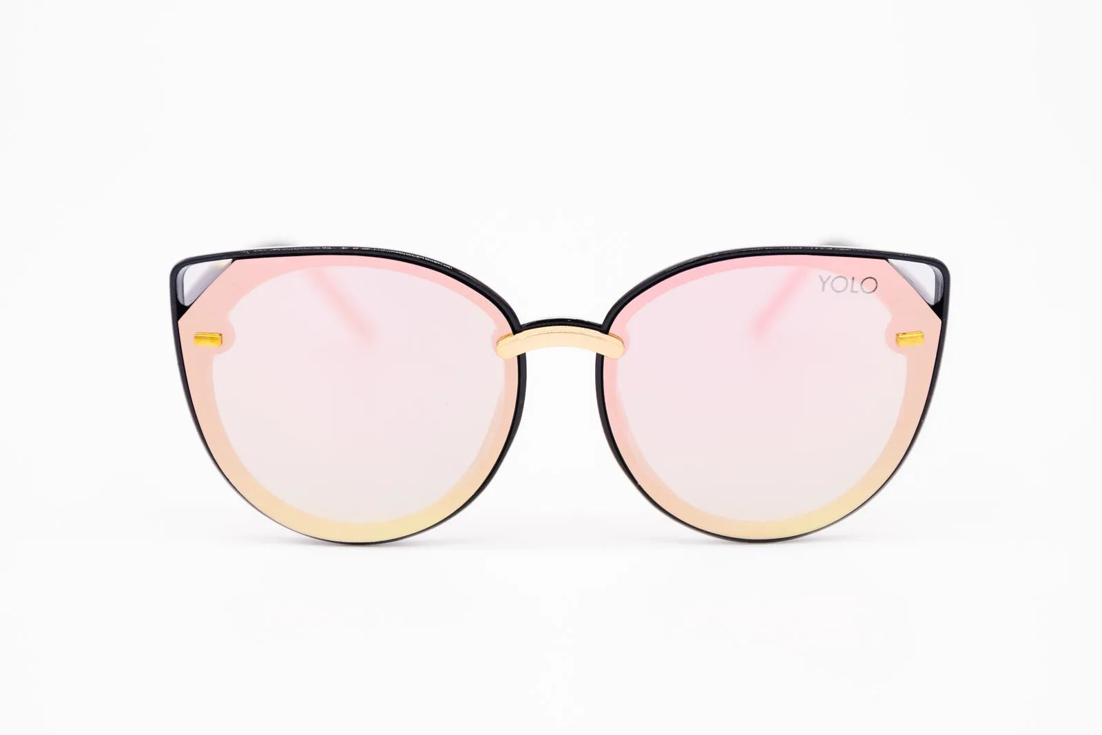 Cat Eye Metal Accents Sunglasses with Angle Corner Flat Lens