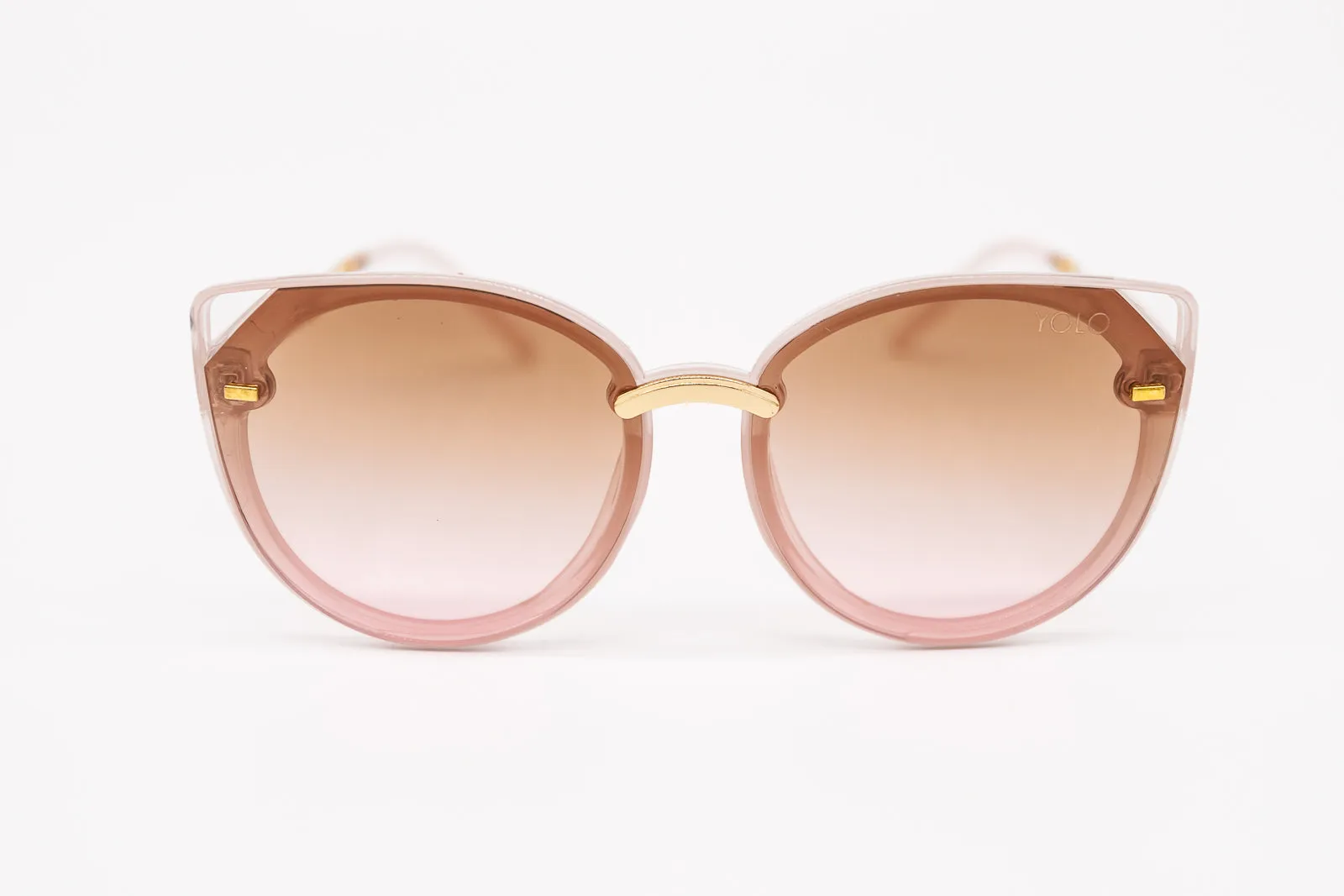 Cat Eye Metal Accents Sunglasses with Angle Corner Flat Lens