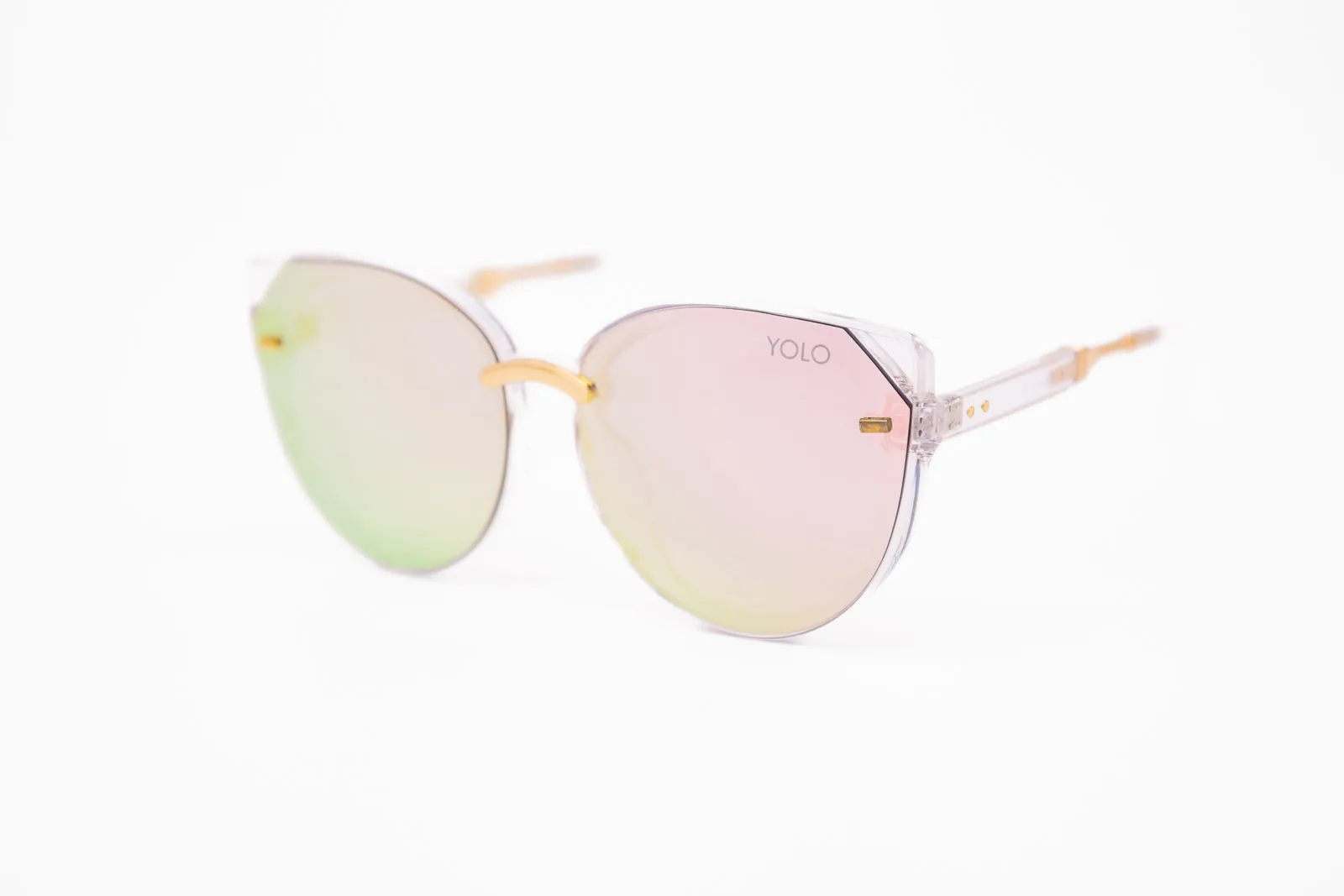 Cat Eye Metal Accents Sunglasses with Angle Corner Flat Lens