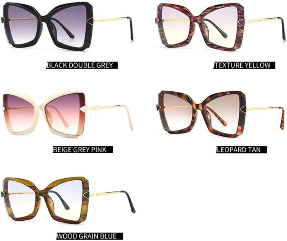 Cat Eye Oversized Sunglasses Women Vintage Travel Big Frame Sun Glasses Ladies Shades UV400