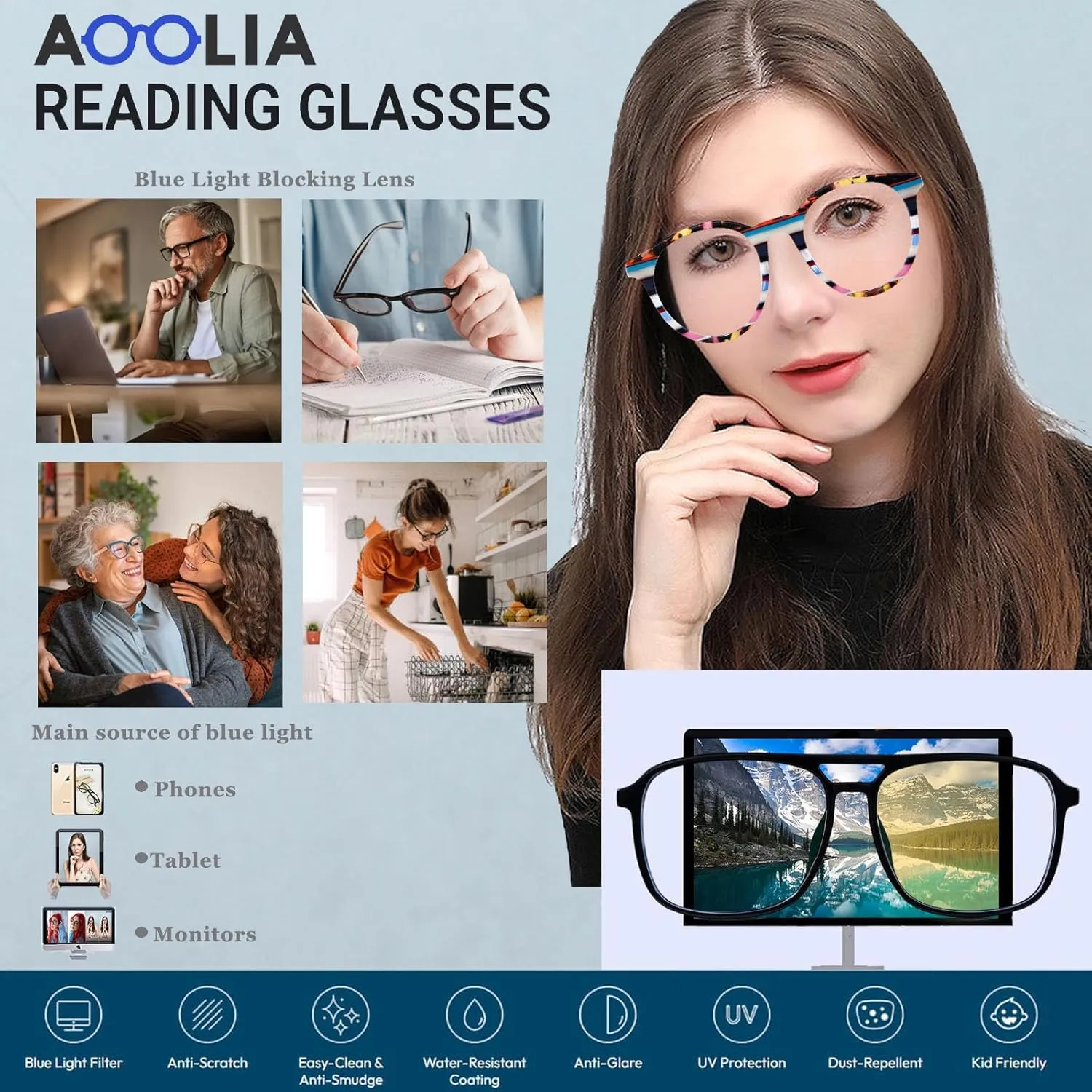 Cat Eye Reading Glasses: Women Blue Light Blocking Anti UV Eye Strain Eyewear Colorful Stripe Lightweight Flexible