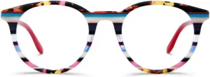 Cat Eye Reading Glasses: Women Blue Light Blocking Anti UV Eye Strain Eyewear Colorful Stripe Lightweight Flexible