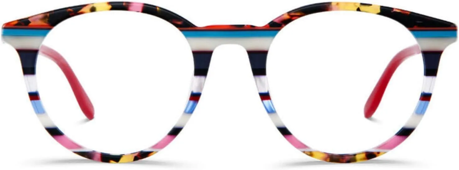 Cat Eye Reading Glasses: Women Blue Light Blocking Anti UV Eye Strain Eyewear Colorful Stripe Lightweight Flexible