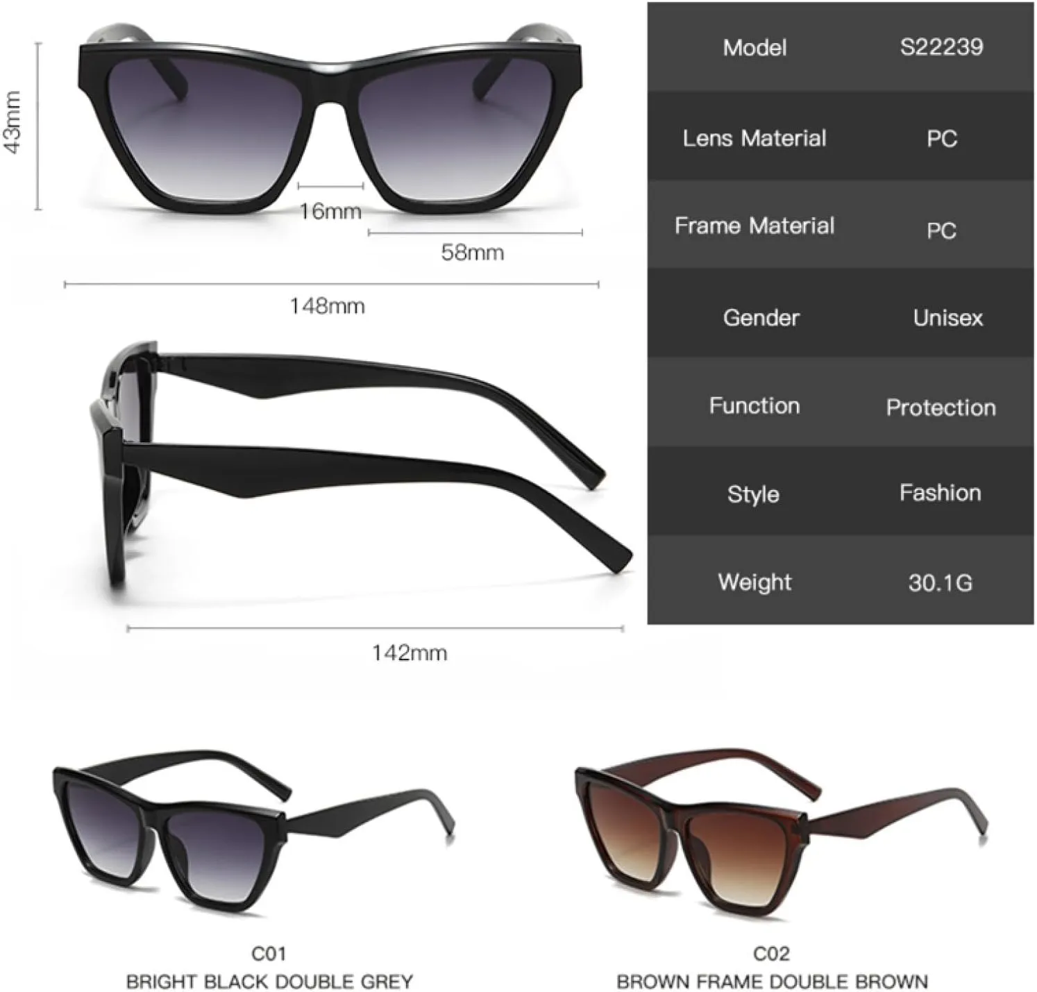 Cat Eye Sunglasses for Women Luxury Vintage Small Gradient Uv400