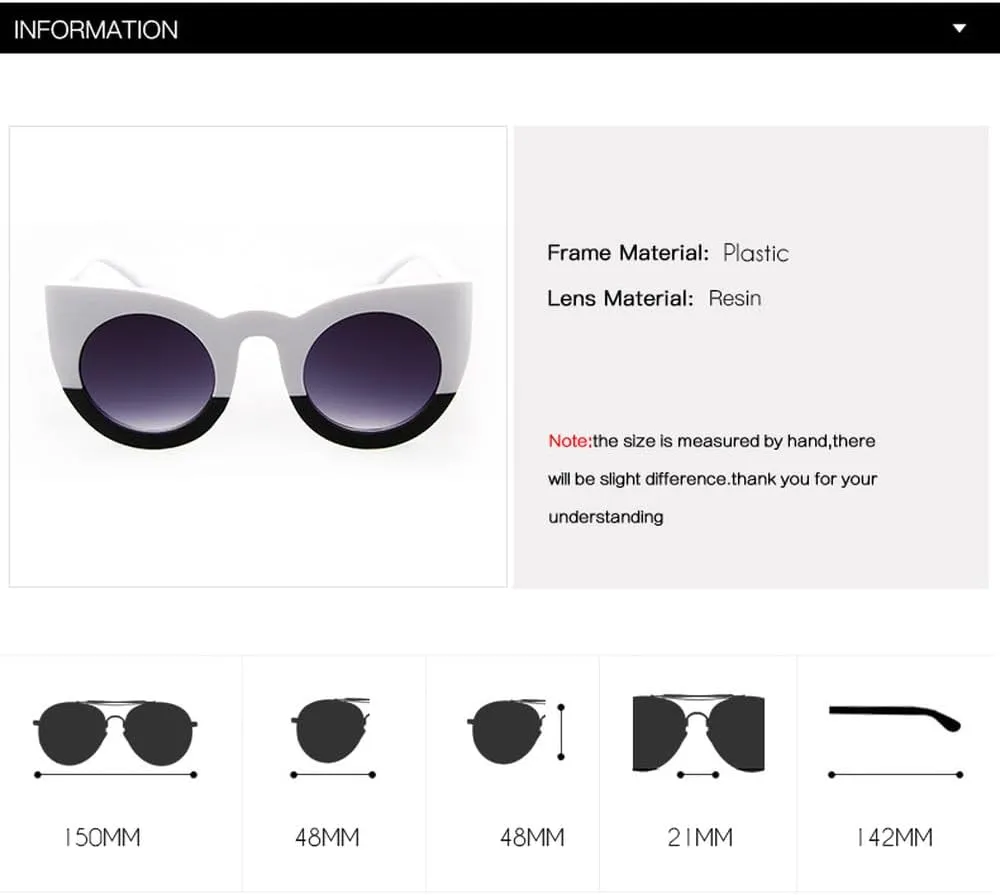 Cat Eye Sunglasses Vintage White Black Female Cateye Sun Glasses