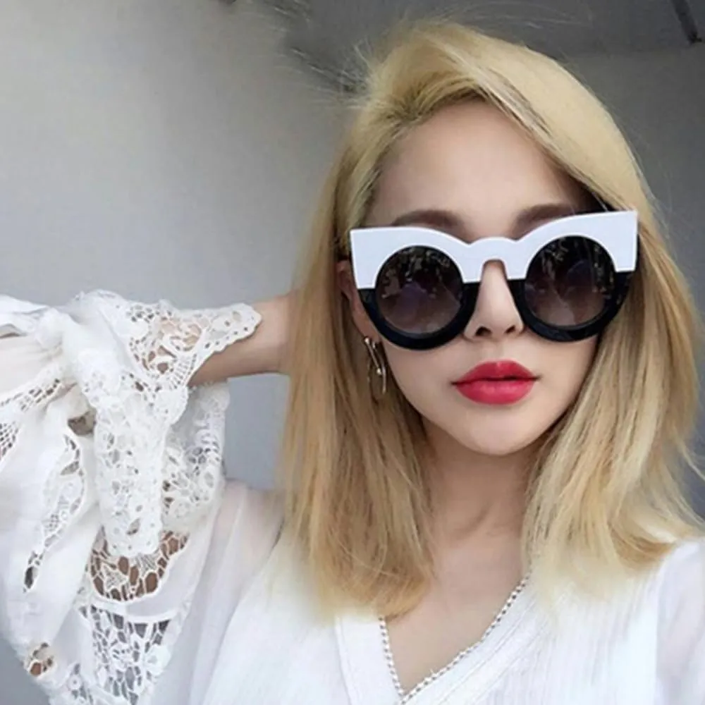 Cat Eye Sunglasses Vintage White Black Female Cateye Sun Glasses