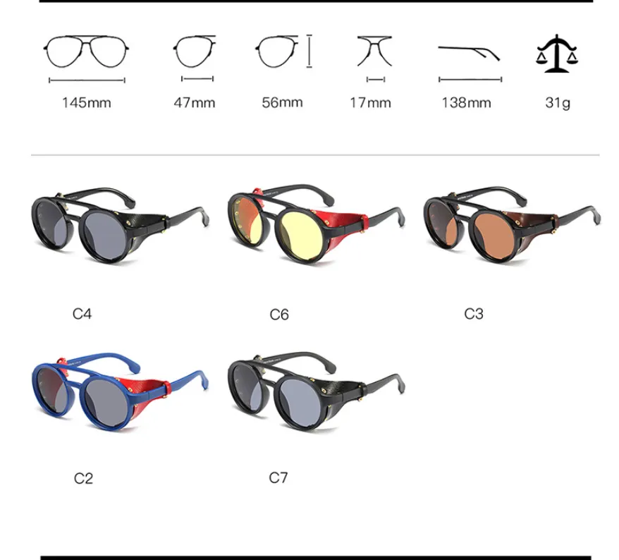 CCspace Men's Full Rim Round Resin Double Bridge Frame Sunglasses 45746