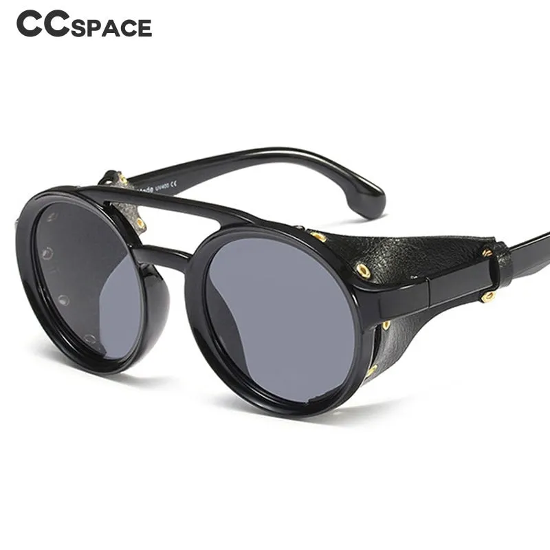 CCspace Men's Full Rim Round Resin Double Bridge Frame Sunglasses 45746