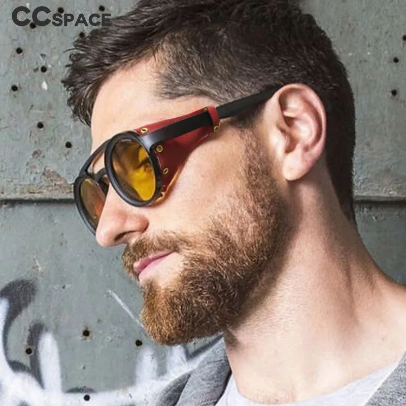CCspace Men's Full Rim Round Resin Double Bridge Frame Sunglasses 45746